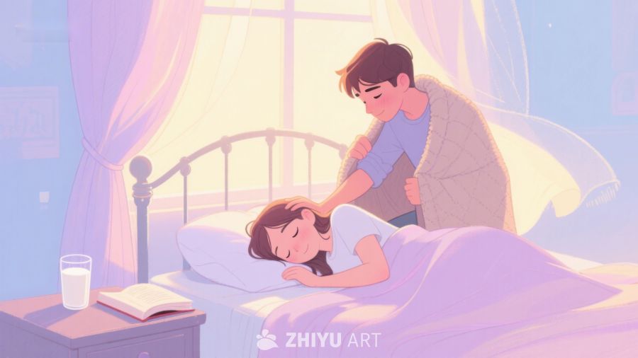 温馨床边：轻抚安睡的爱人 402