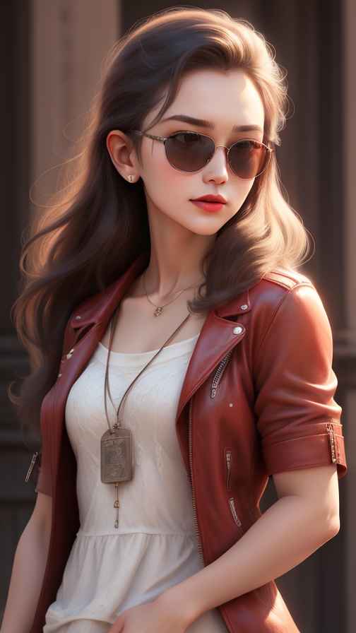 红色皮衣美女