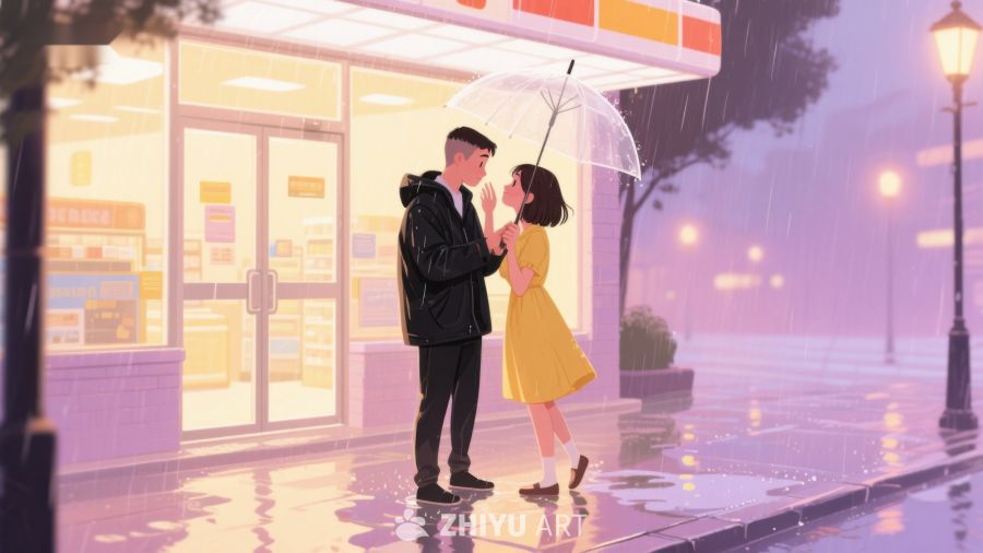 雨夜街头的浪漫邂逅 622