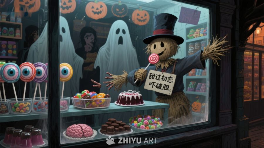 万圣节糖果店橱窗展示