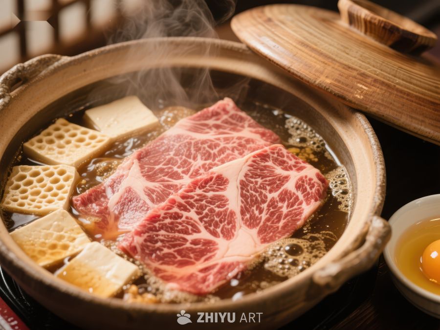 热气腾腾的牛肉火锅 915