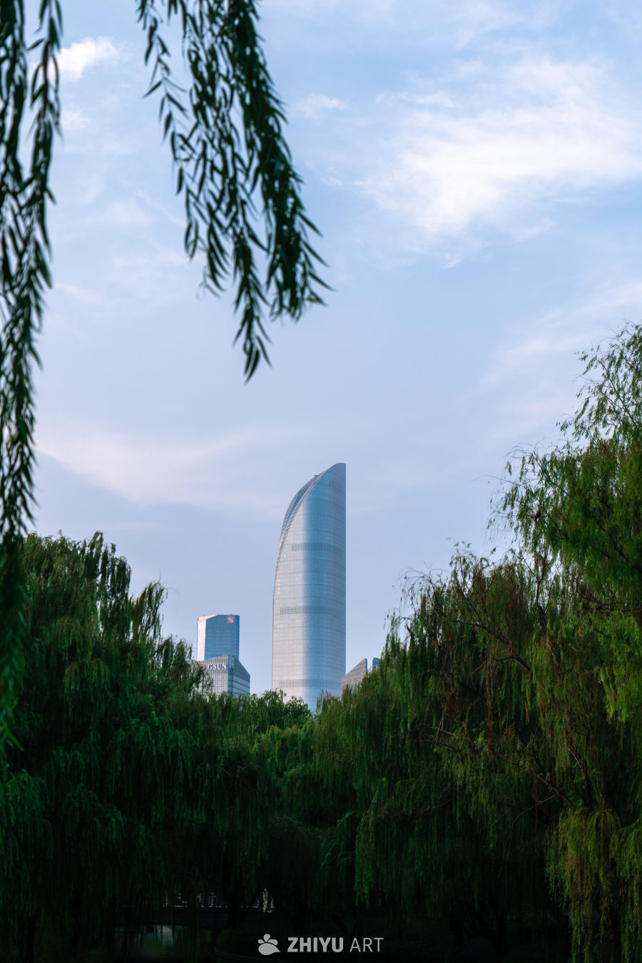 都市绿意与摩天大楼