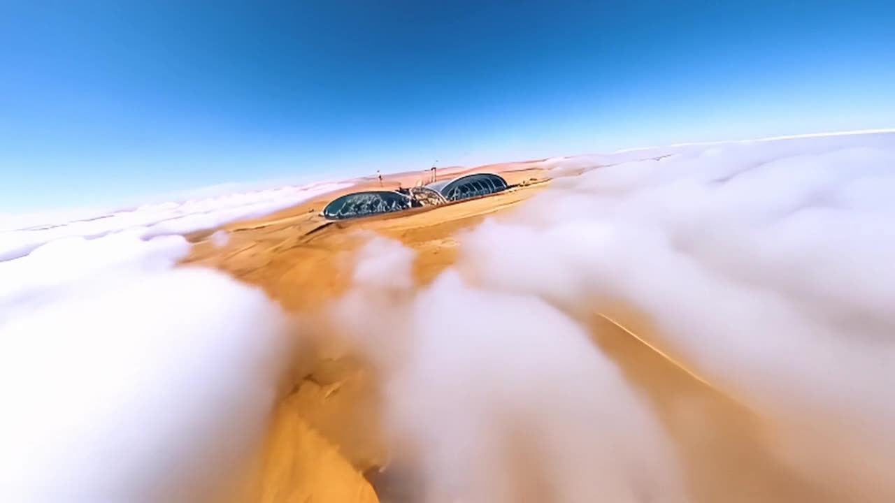 镜头快速穿过云层，进入地球大气层，展现出西北非洲的