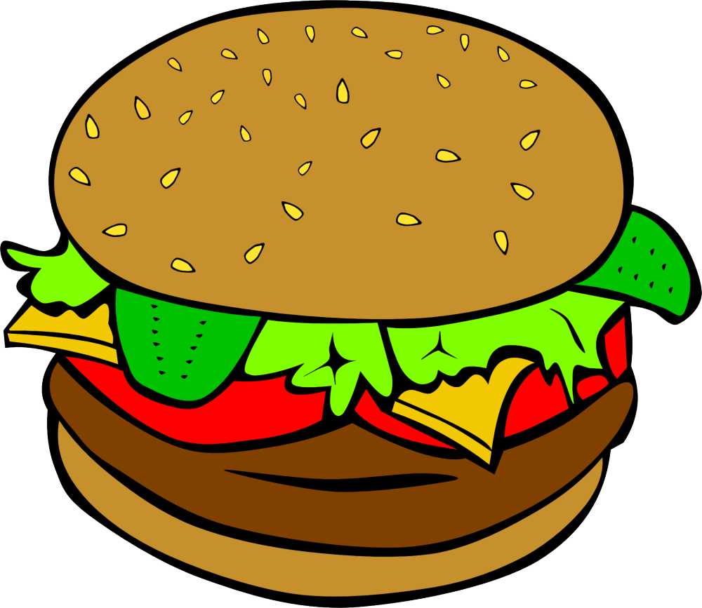 汉堡吉士汉堡快餐午餐食品三明治餐包子好吃吃卡通