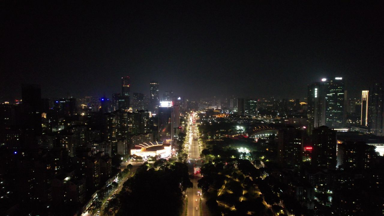 广东惠州城市夜景灯光航拍