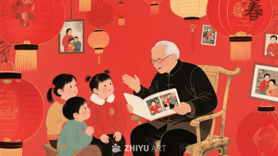 爷爷给孩子们讲春节故事 1179