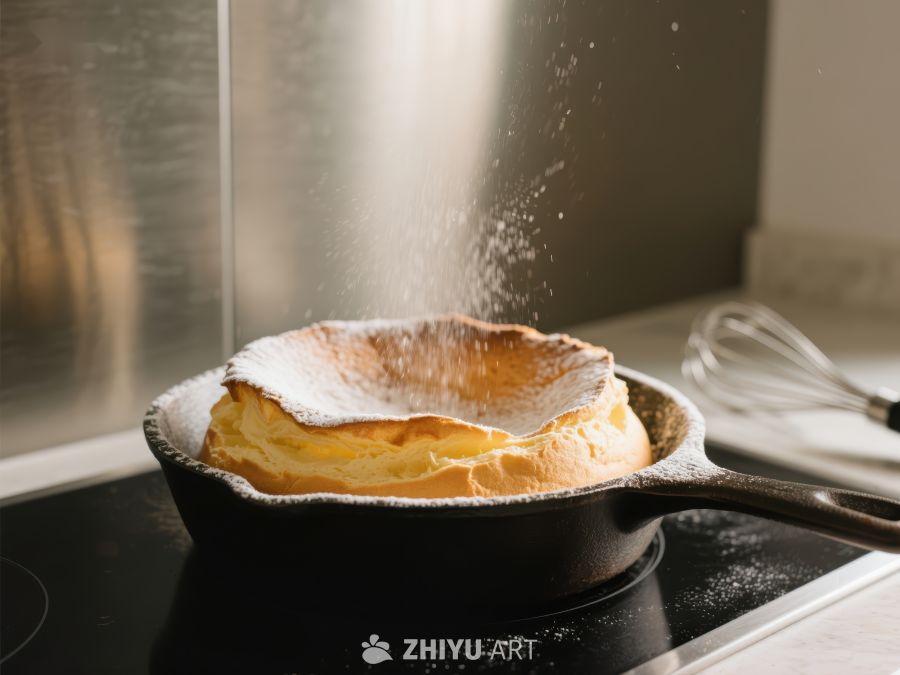 烤盘中的松饼撒上糖粉 570