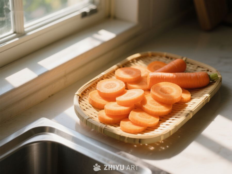 窗边竹篮中的胡萝卜片 132