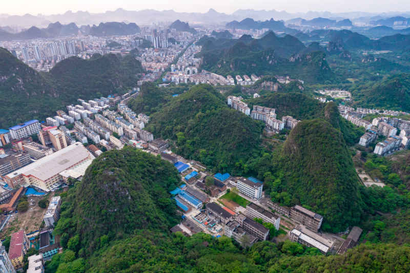 柳州城市清晨风光航拍