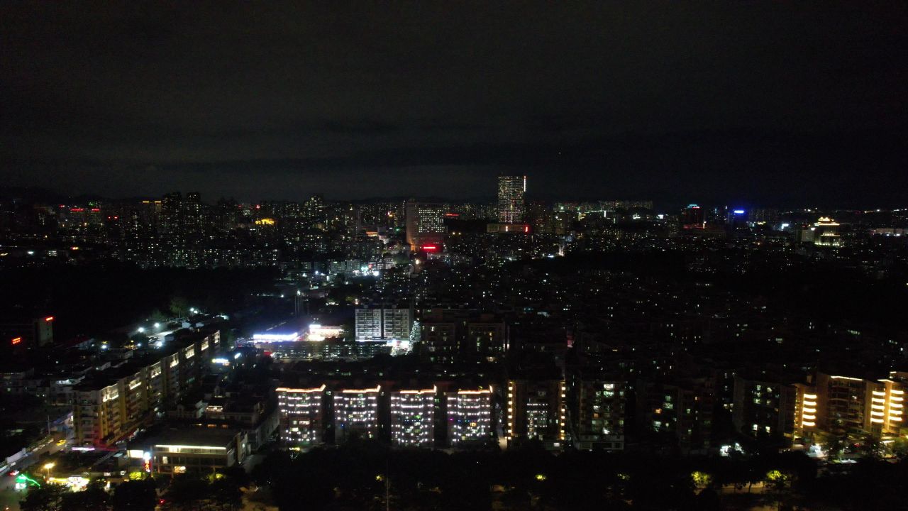 广州城市夜景万家灯火灯光航拍 