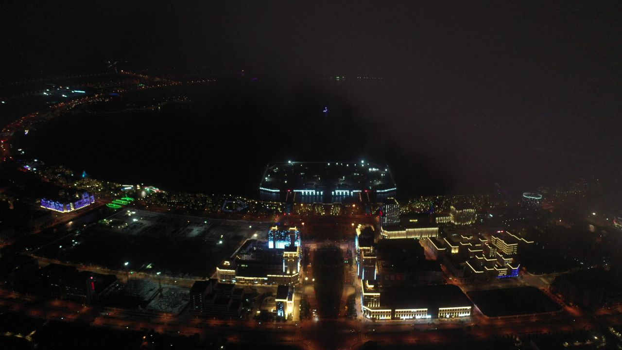 滴水湖夜景航拍