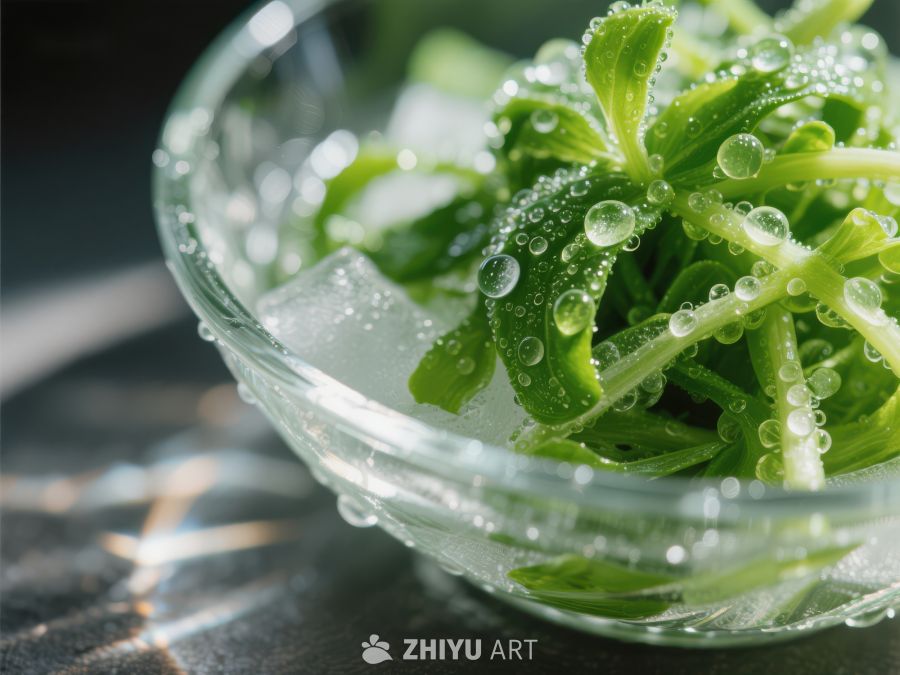 清新薄荷叶与冰块的特写 1234
