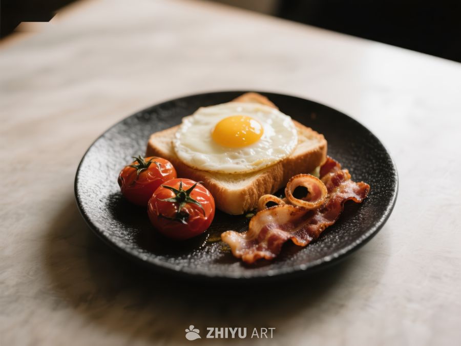 经典英式早餐：煎蛋、培根与烤番茄 503