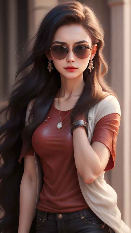 红色皮衣美女
