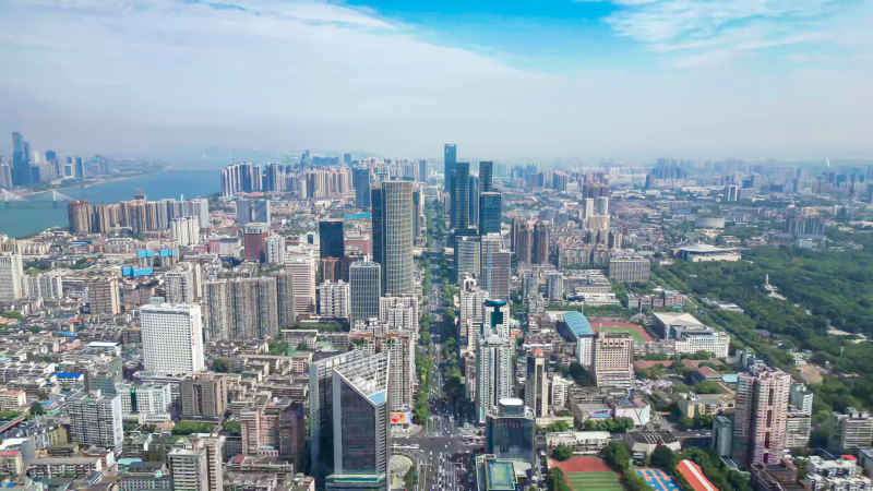 湖南长沙城市风光航拍摄影图 