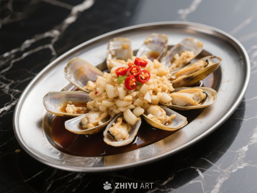 蒜蓉蒸青口贝美食特写 937