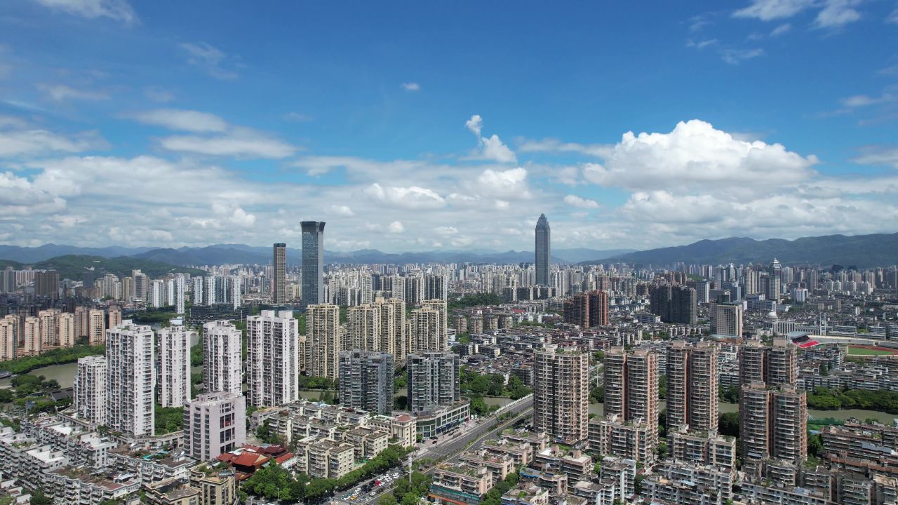 浙江温州城市风光航拍 