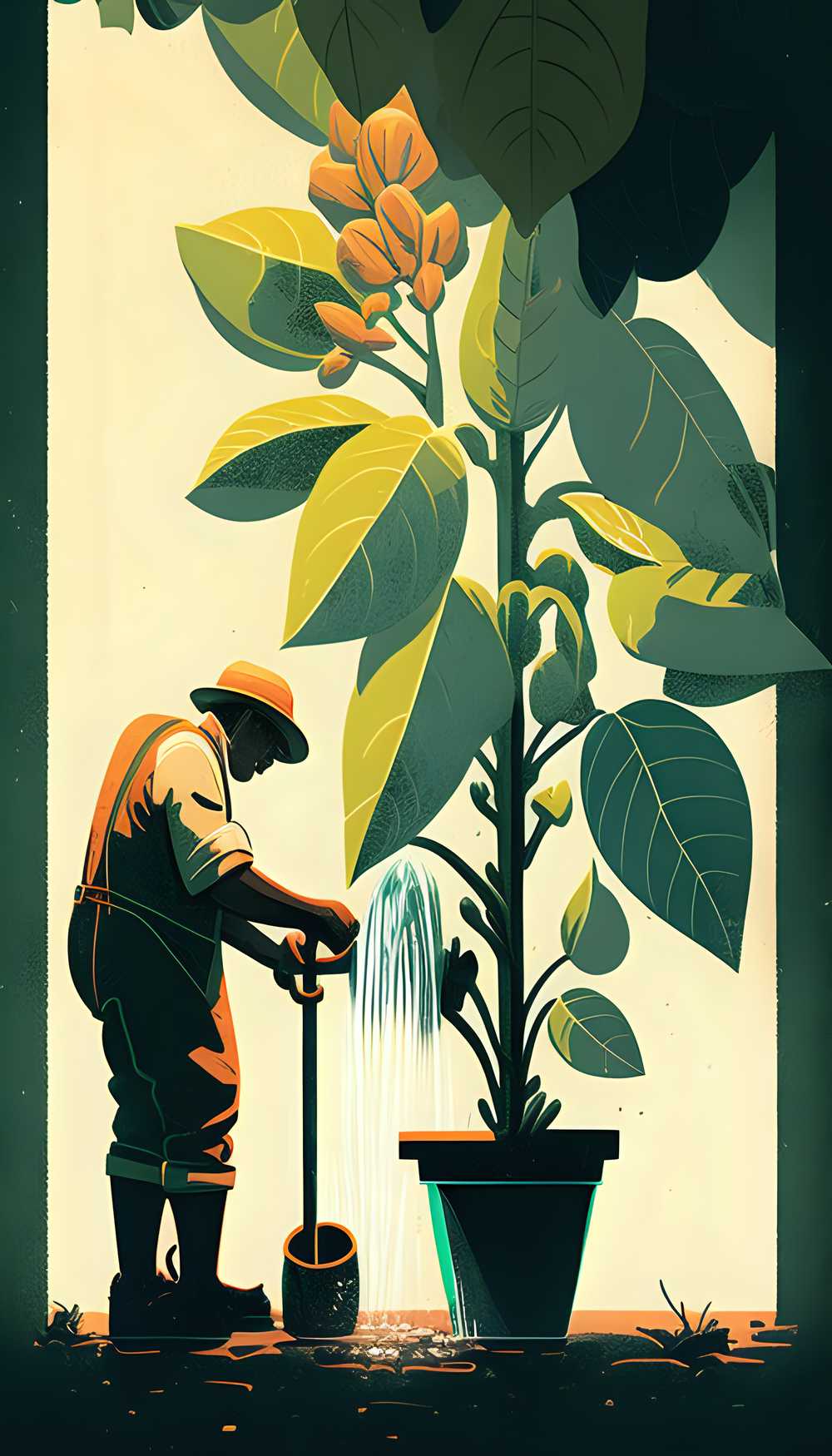 创意艺术画面劳动植树