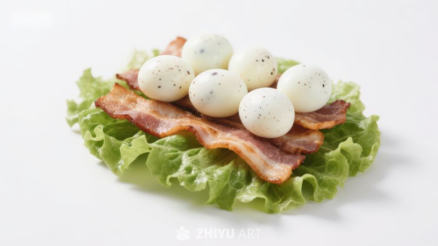 培根生菜配鹌鹑蛋