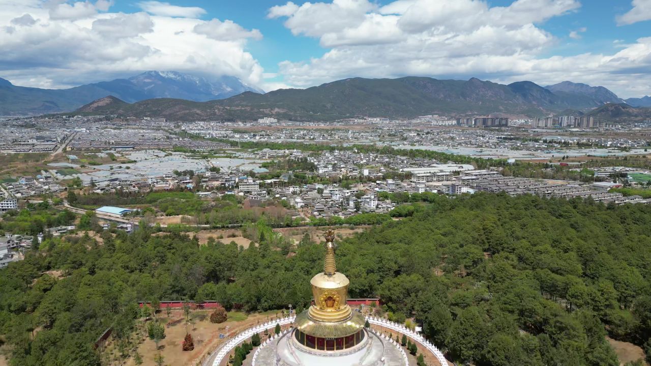  航拍云南丽江金塔景区4A景区