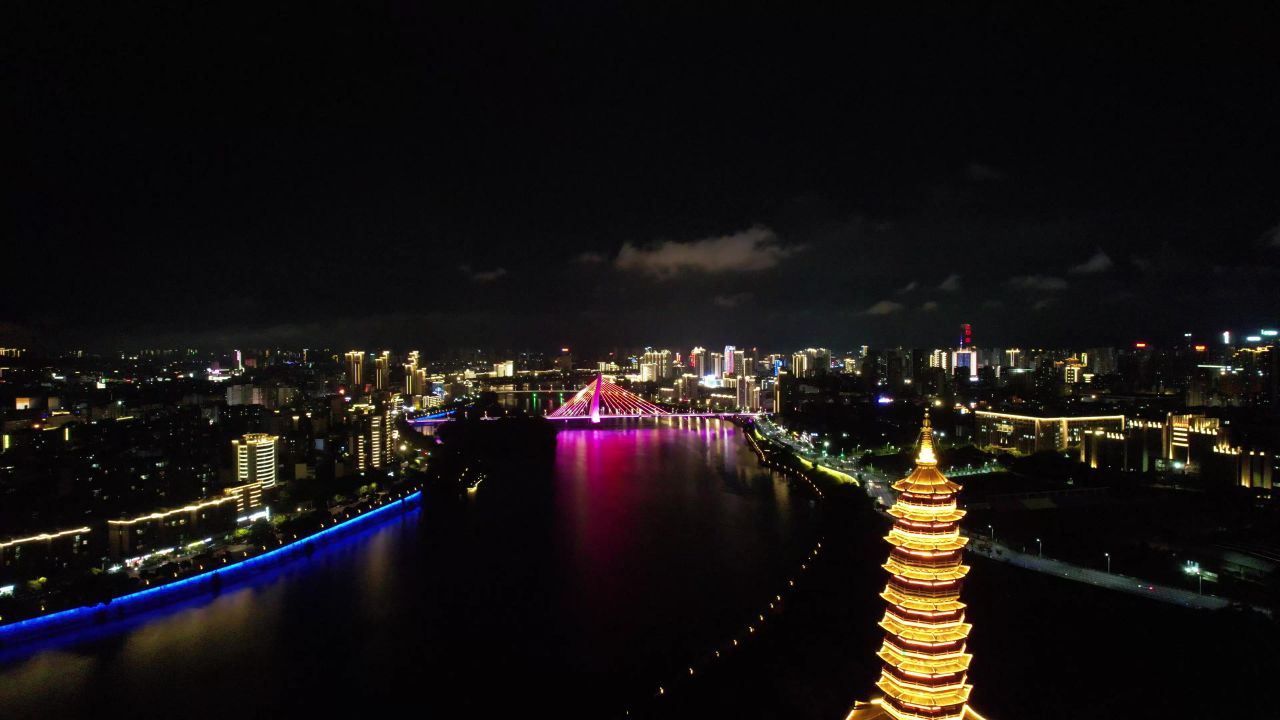 江西赣州翠浪塔地标建筑航拍