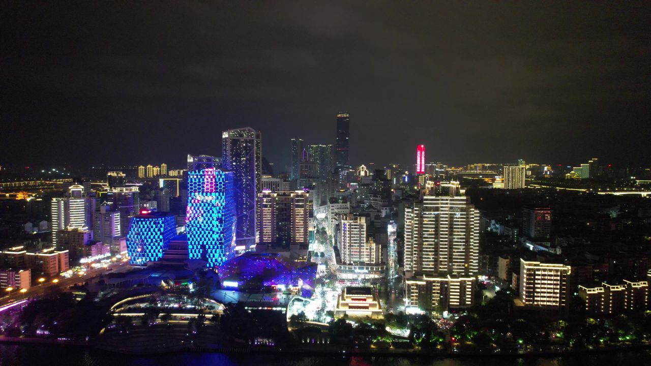 柳州城市夜景灯光航拍