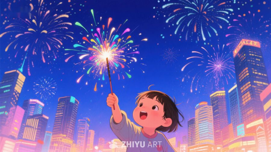 夜空烟花下的欢庆时刻 1217