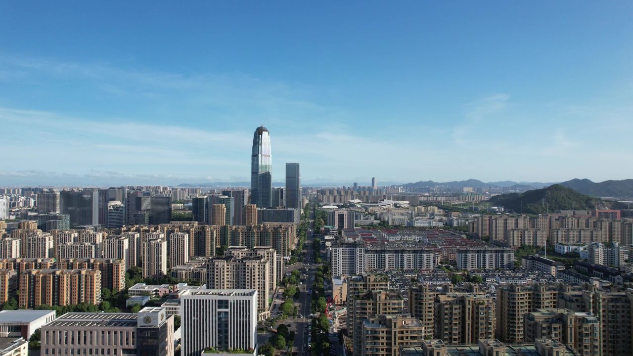 浙江台州城市风光地标建筑航拍 