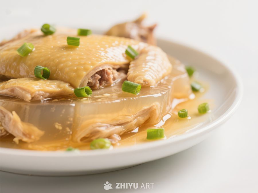 清蒸鸡肉配葱花 734