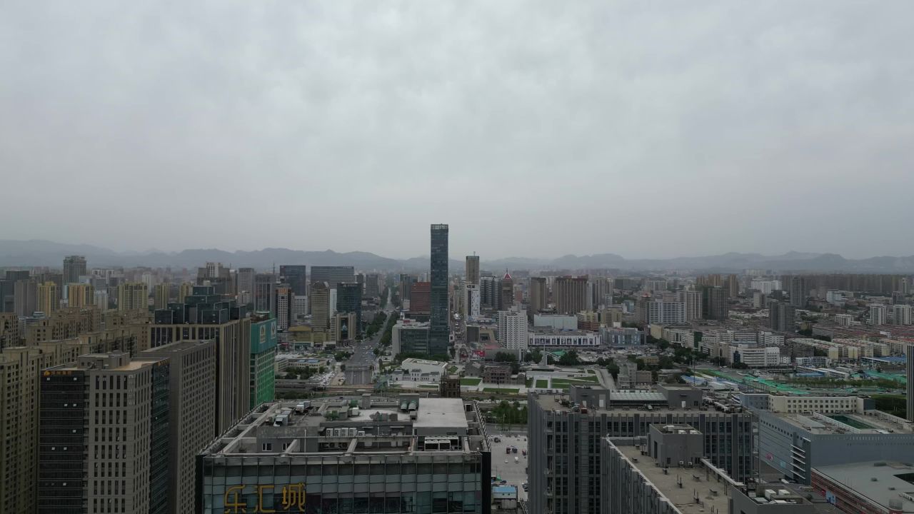 航拍石家庄商圈高楼建筑