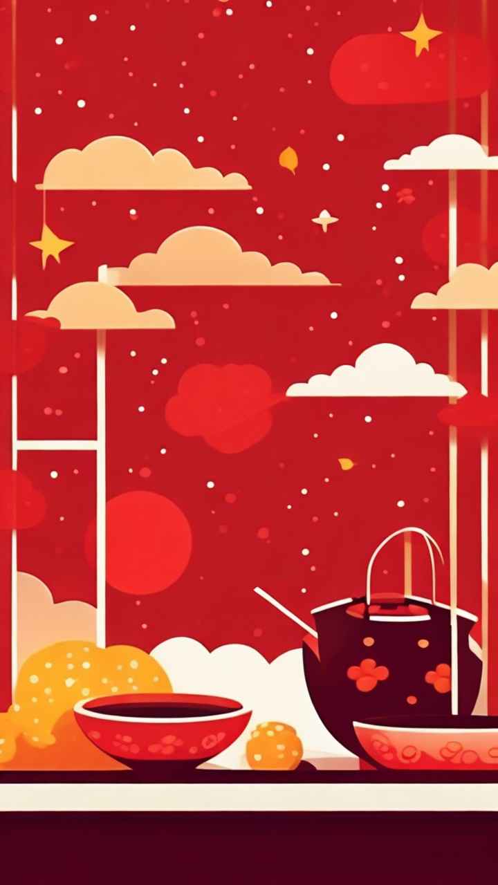 春节新春扫尘简约插画背景 42