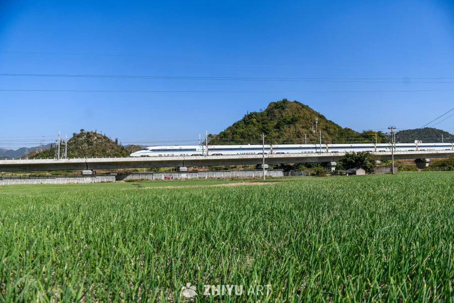 贵州盘兴高铁列车驶过山区 11