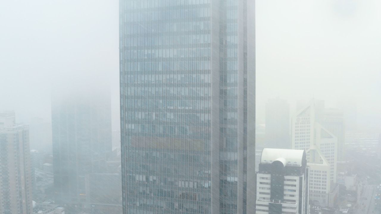 无锡城市雪景航拍