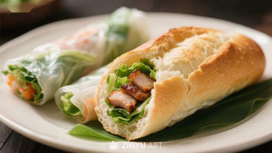 越南三明治与春卷美食组合