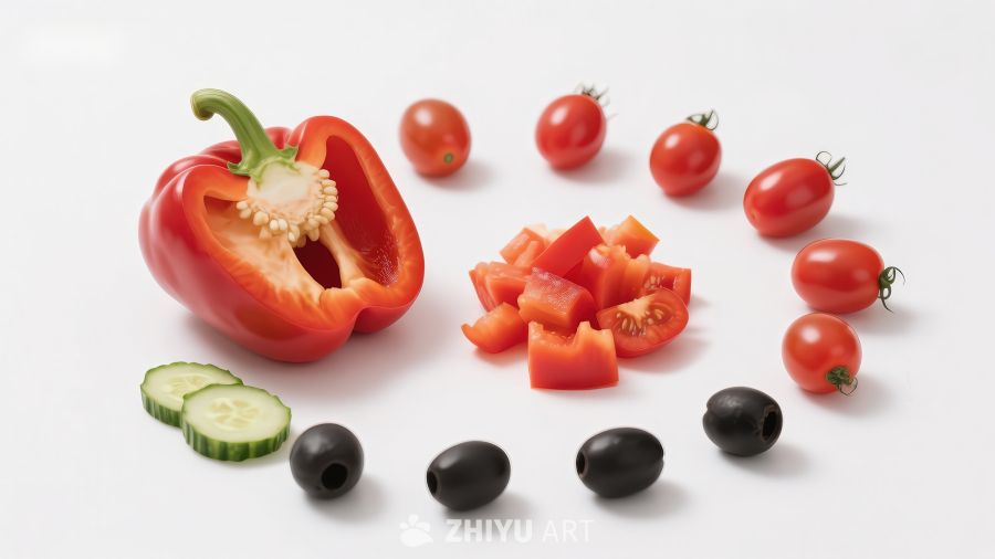 新鲜蔬菜切块摆盘