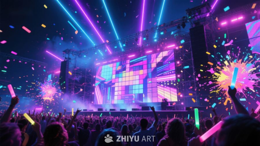 霓虹灯光下的音乐节狂欢 311