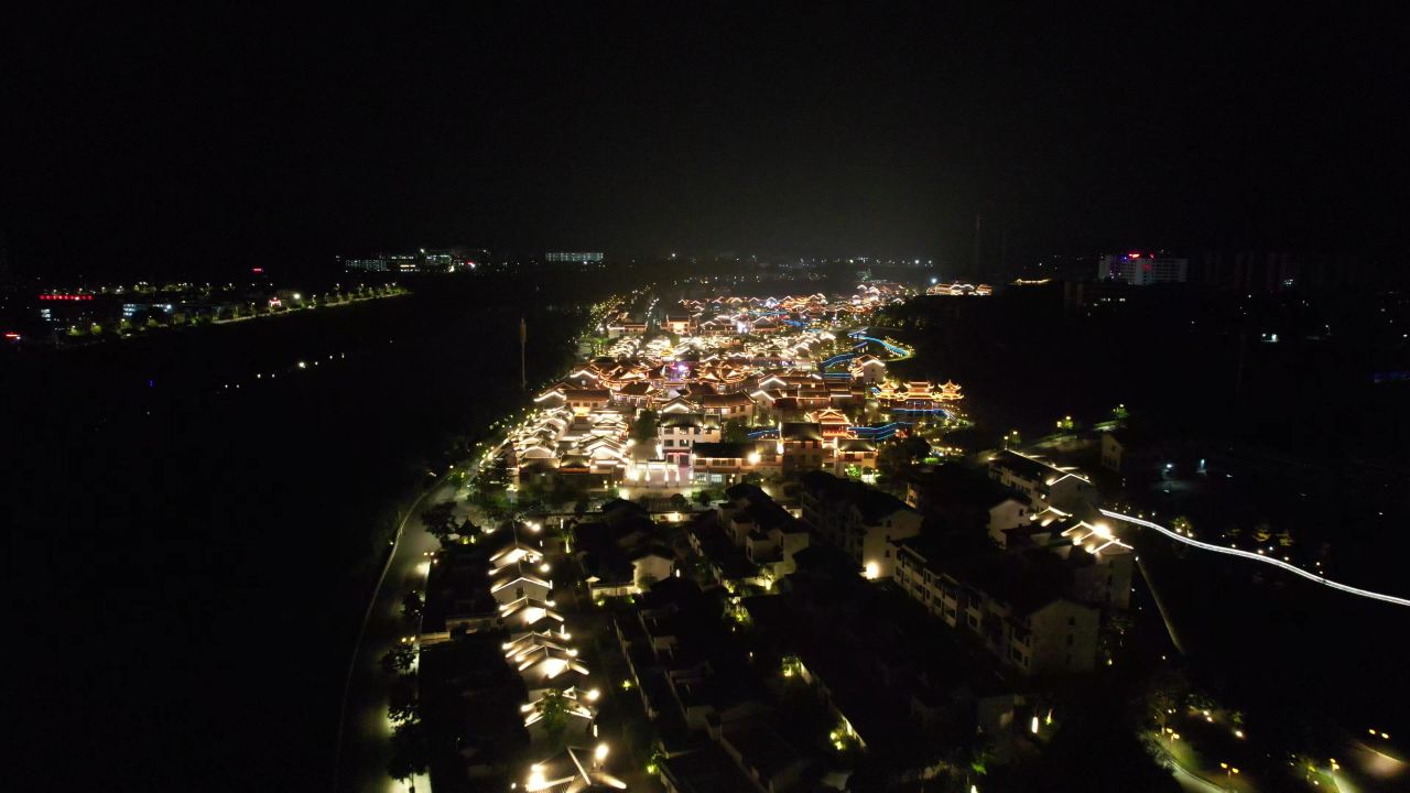 崇左太平古城夜景航拍 