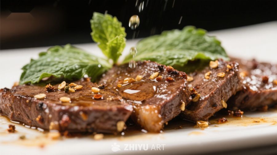 香煎牛肉配薄荷叶