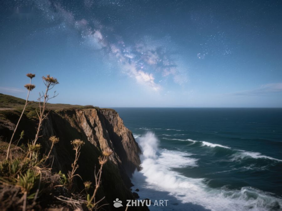 星空下的悬崖与海浪 206