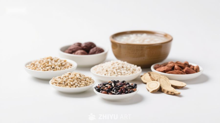 多种谷物与干果的健康食材组合