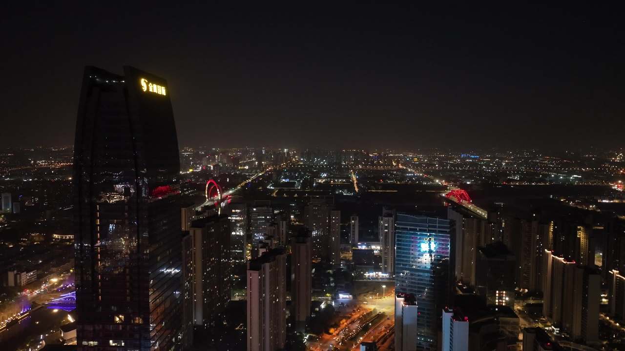 4K航拍昆山城市夜景璀璨灯光风光建筑 6