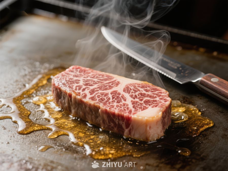 煎制中的多汁牛肉