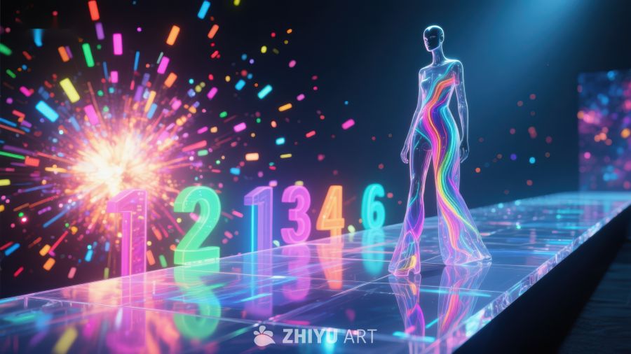 未来数字世界中的人形光影 748