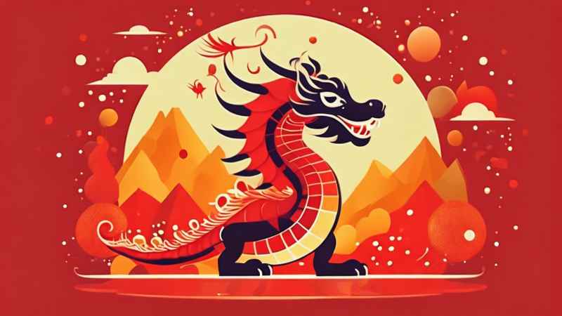春节舞龙舞狮插画背景 19