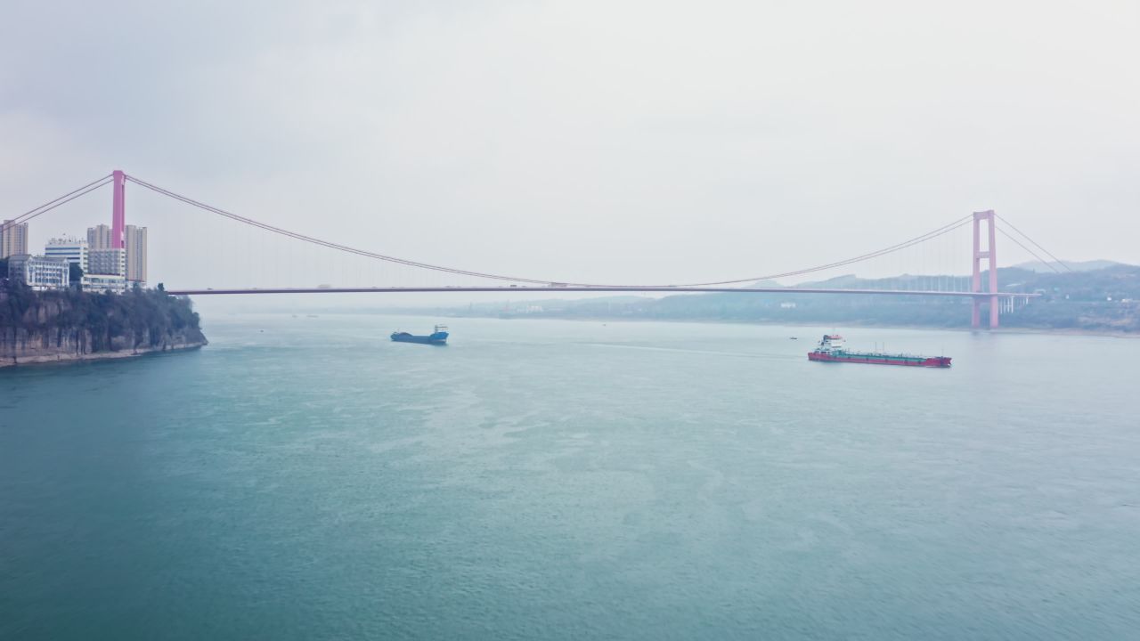湖北宜昌长江公路大桥航拍