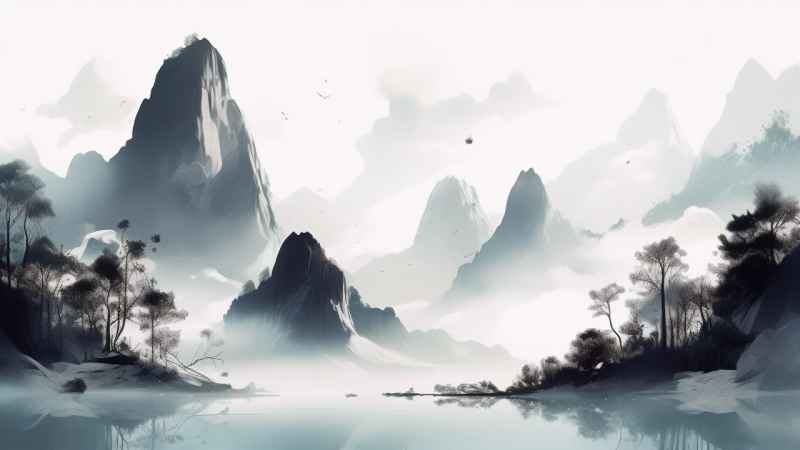 国潮山水插画风景图 19