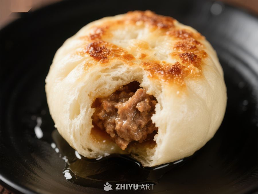酥皮肉馅包子特写 894