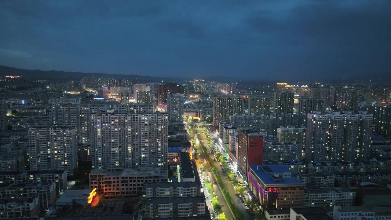 4K航拍山西大同市城市建筑风光夜景 4