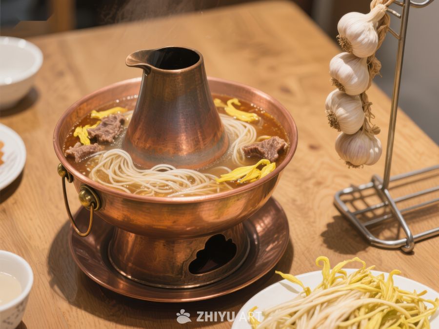 铜锅涮羊肉，热气腾腾的美食 743