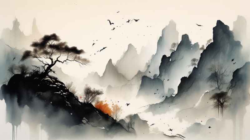 古风山水画唯美背景图 23